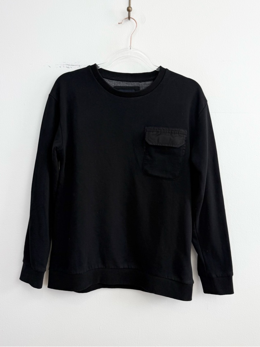 Nomad Black Crewneck Sweatshirt Pocket Long Sleeve Minimal Pullover Men’s Medium